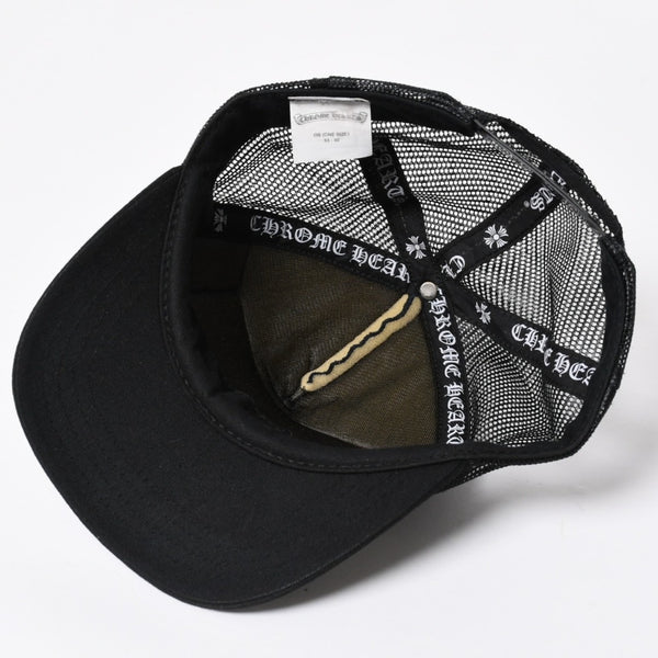 極美品 CHROME HEARTS クロムハーツ TRUCKER CAP トラッカーキャップ OS 53-60cm ブラック メッシュ 新型 中古 4a007946