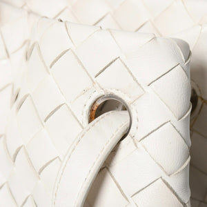 極美品 BOTTEGA VENETA ボッテガヴェネタ ハンドバッグ イントレチャート ホワイト ゴールド金具 レザー B08716912H 中古 4a007864