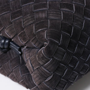 極美品 BOTTEGA VENETA ボッテガヴェネタ ショルダーバッグ レザー スエード イントレチャート ブラック ゴールド金具 4a007866