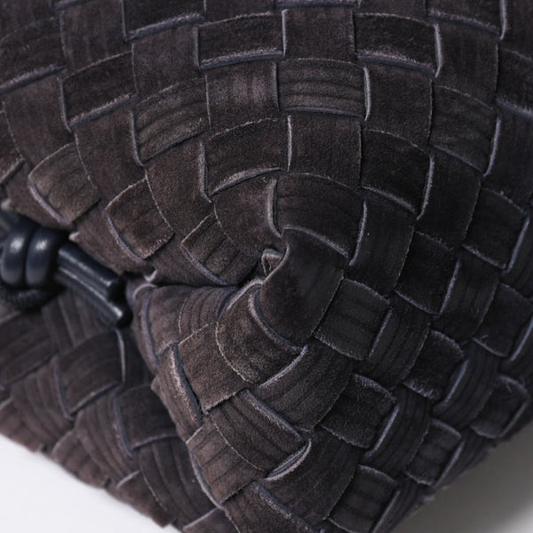 極美品 BOTTEGA VENETA ボッテガヴェネタ ショルダーバッグ レザー スエード イントレチャート ブラック ゴールド金具 4a007866