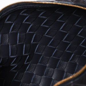 極美品 BOTTEGA VENETA ボッテガヴェネタ ショルダーバッグ レザー スエード イントレチャート ブラック ゴールド金具 4a007866