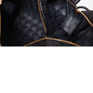 極美品 BOTTEGA VENETA ボッテガヴェネタ ショルダーバッグ レザー スエード イントレチャート ブラック ゴールド金具 4a007866