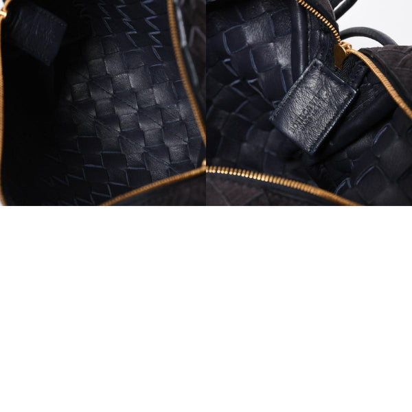 極美品 BOTTEGA VENETA ボッテガヴェネタ ショルダーバッグ レザー スエード イントレチャート ブラック ゴールド金具 4a007866