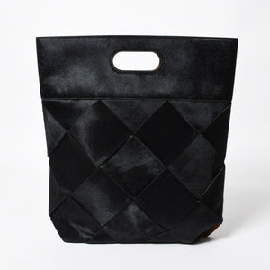 新品未使用品 BOTTEGA VENETA ボッテガヴェネタ ハラコ イントレチャート B08226780G ブラック ブラウン シルバー金具 中古 4a007865