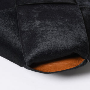 新品未使用品 BOTTEGA VENETA ボッテガヴェネタ ハラコ イントレチャート B08226780G ブラック ブラウン シルバー金具 中古 4a007865