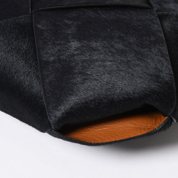 新品未使用品 BOTTEGA VENETA ボッテガヴェネタ ハラコ イントレチャート B08226780G ブラック ブラウン シルバー金具 中古 4a007865
