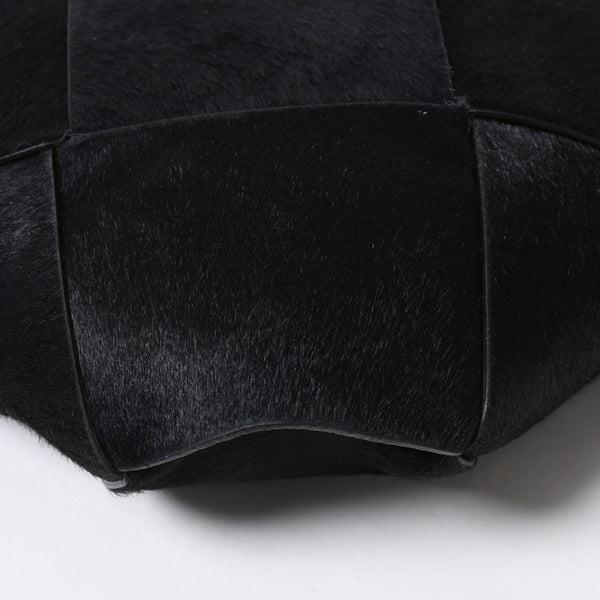 新品未使用品 BOTTEGA VENETA ボッテガヴェネタ ハラコ イントレチャート B08226780G ブラック ブラウン シルバー金具 中古 4a007865
