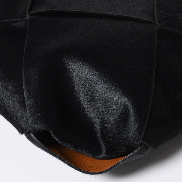 新品未使用品 BOTTEGA VENETA ボッテガヴェネタ ハラコ イントレチャート B08226780G ブラック ブラウン シルバー金具 中古 4a007865