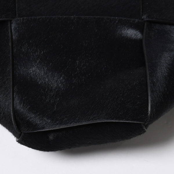 新品未使用品 BOTTEGA VENETA ボッテガヴェネタ ハラコ イントレチャート B08226780G ブラック ブラウン シルバー金具 中古 4a007865