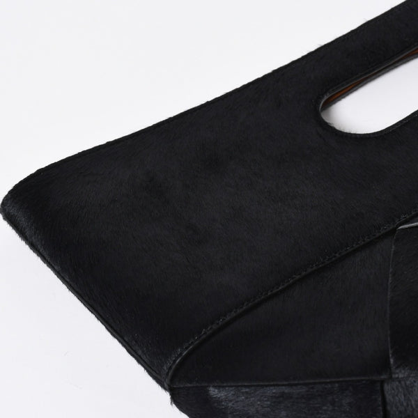 新品未使用品 BOTTEGA VENETA ボッテガヴェネタ ハラコ イントレチャート B08226780G ブラック ブラウン シルバー金具 中古 4a007865