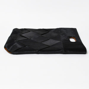 新品未使用品 BOTTEGA VENETA ボッテガヴェネタ ハラコ イントレチャート B08226780G ブラック ブラウン シルバー金具 中古 4a007865