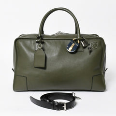 新品同様品 LOEWE ロエベ アマゾナ 44 アナグラム Amazona 44 Anagram ハンドバッグ カーキ 061506 中古 4a008224