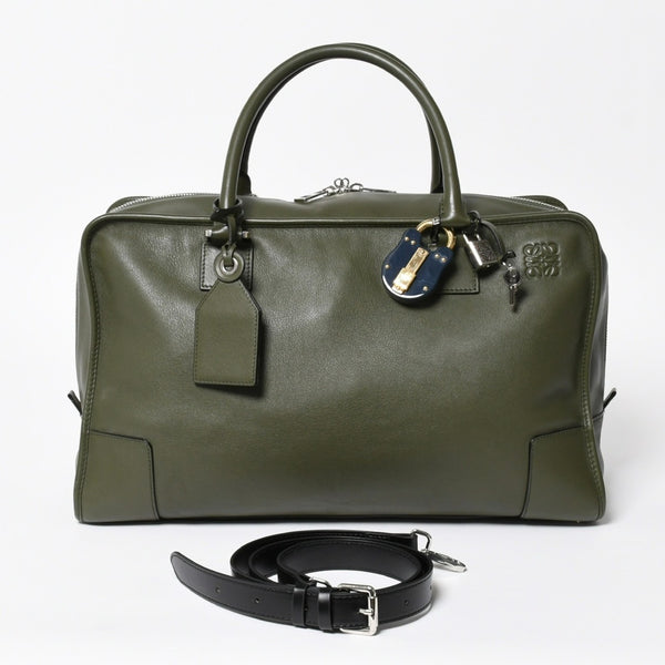 新品同様品 LOEWE ロエベ アマゾナ 44 アナグラム Amazona 44 Anagram ハンドバッグ カーキ 061506 中古 4a008224