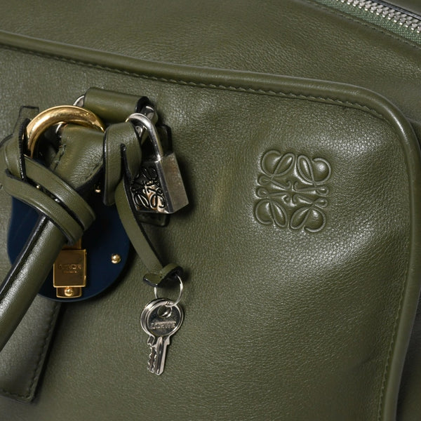 新品同様品 LOEWE ロエベ アマゾナ 44 アナグラム Amazona 44 Anagram ハンドバッグ カーキ 061506 中古 4a008224