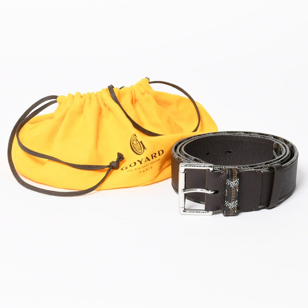Like new GOYARD Belt Triton Belt TRITON100CL05TY01P Black Brown Silver Hardware 100cm Used 4a007971