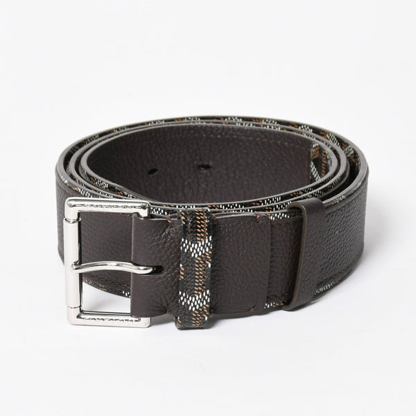新品同様品 GOYARD ゴヤール ベルト トリトン・ベルト TRITON100CL05TY01P ブラック ブラウン シルバー金具 100cm 中古 4a007971