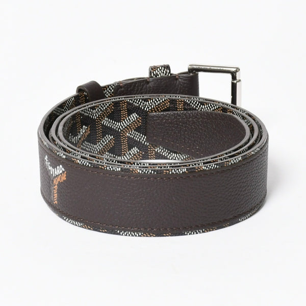 新品同様品 GOYARD ゴヤール ベルト トリトン・ベルト TRITON100CL05TY01P ブラック ブラウン シルバー金具 100cm 中古 4a007971