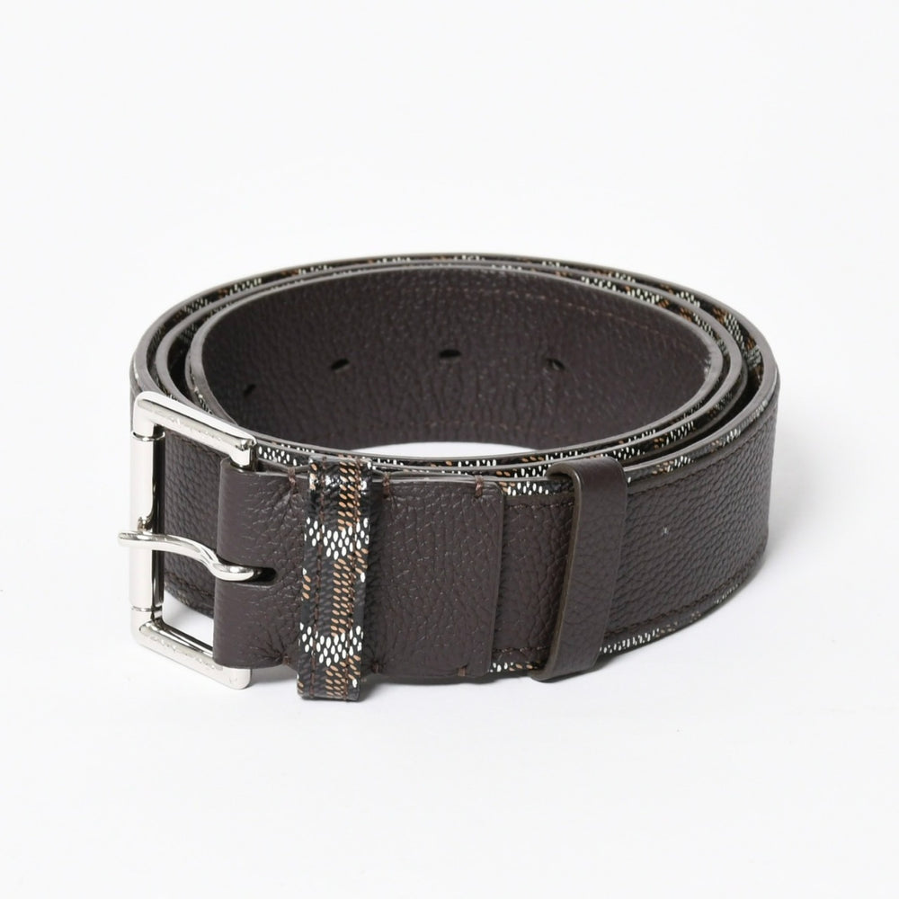Like new GOYARD Belt Triton Belt TRITON100CL05TY01P Black Brown Silver Hardware 100cm Used 4a007971