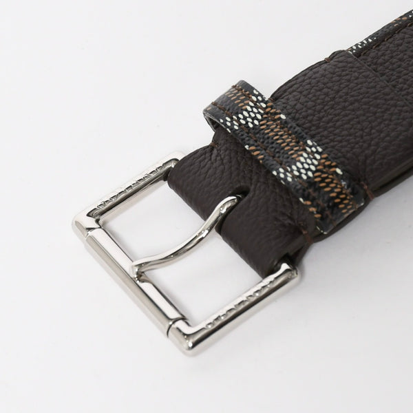 新品同様品 GOYARD ゴヤール ベルト トリトン・ベルト TRITON100CL05TY01P ブラック ブラウン シルバー金具 100cm 中古 4a007971