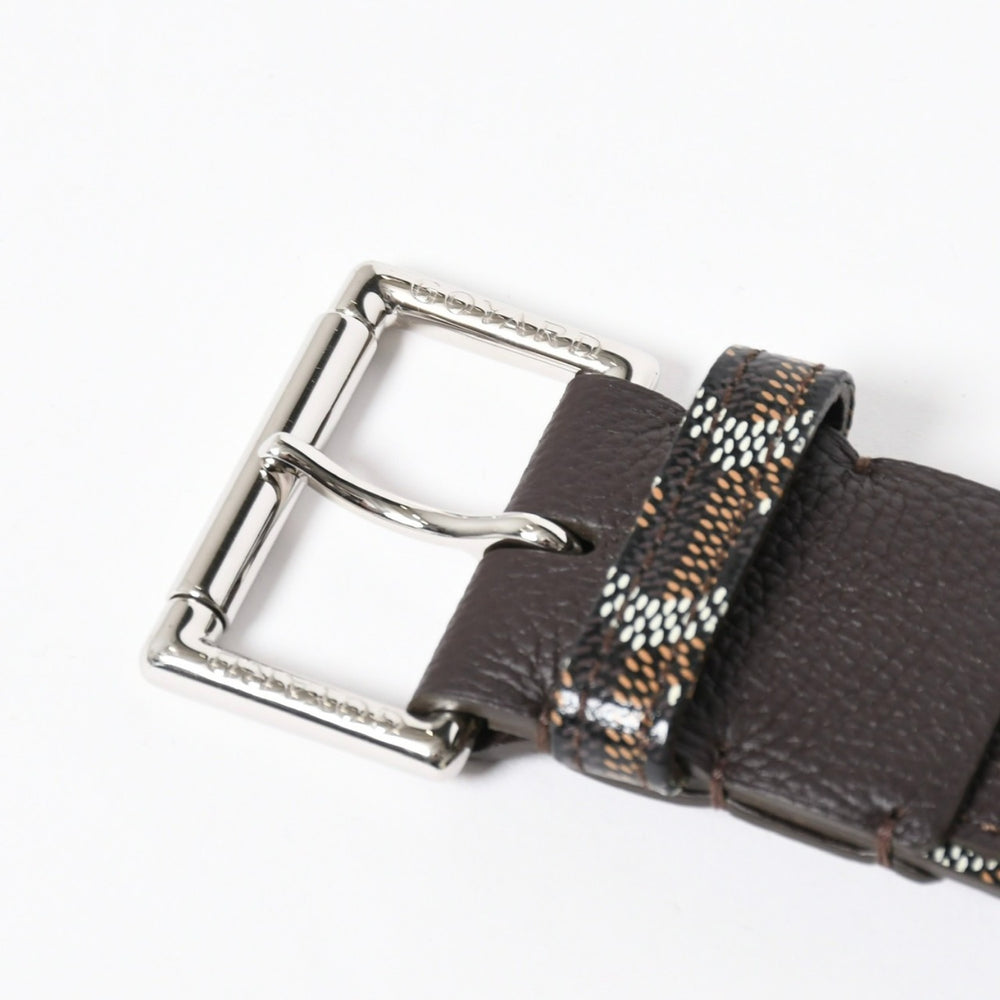 Like new GOYARD Belt Triton Belt TRITON100CL05TY01P Black Brown Silver Hardware 100cm Used 4a007971