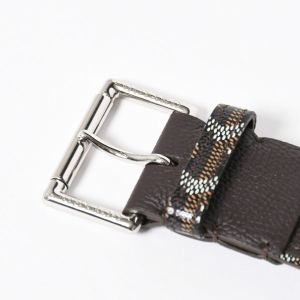 新品同様品 GOYARD ゴヤール ベルト トリトン・ベルト TRITON100CL05TY01P ブラック ブラウン シルバー金具 100cm 中古 4a007971