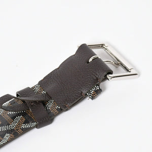 新品同様品 GOYARD ゴヤール ベルト トリトン・ベルト TRITON100CL05TY01P ブラック ブラウン シルバー金具 100cm 中古 4a007971