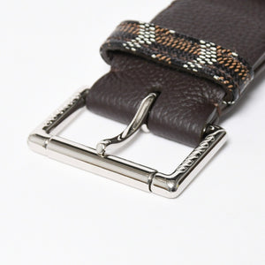 新品同様品 GOYARD ゴヤール ベルト トリトン・ベルト TRITON100CL05TY01P ブラック ブラウン シルバー金具 100cm 中古 4a007971