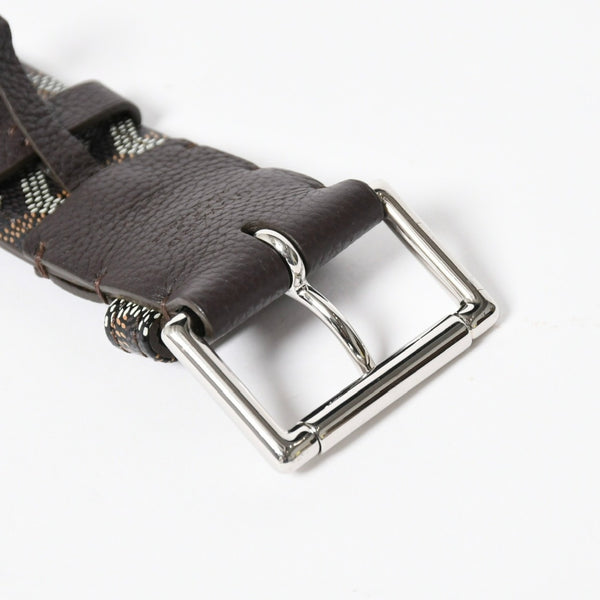 新品同様品 GOYARD ゴヤール ベルト トリトン・ベルト TRITON100CL05TY01P ブラック ブラウン シルバー金具 100cm 中古 4a007971