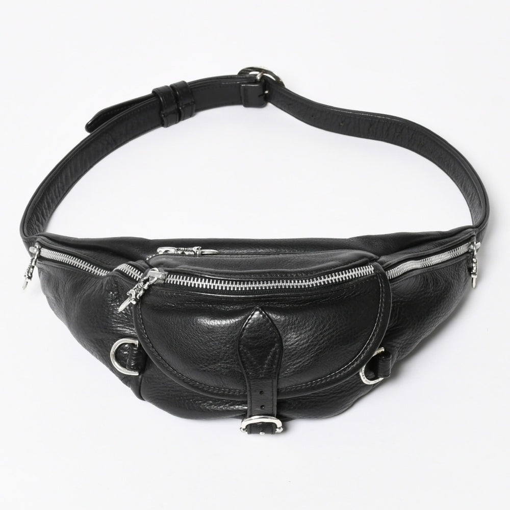 極美品 CHROME HEARTS クロムハーツ #1 SNAT PACK スナットパック ガンスリンガーベルトウエストバッグ ブラック シルバー金具 中古 4a007951