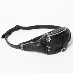 極美品 CHROME HEARTS クロムハーツ #1 SNAT PACK スナットパック ガンスリンガーベルトウエストバッグ ブラック シルバー金具 中古 4a007951