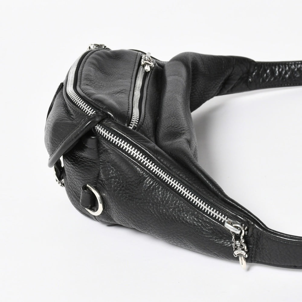 極美品 CHROME HEARTS クロムハーツ #1 SNAT PACK スナットパック ガンスリンガーベルトウエストバッグ ブラック シルバー金具 中古 4a007951