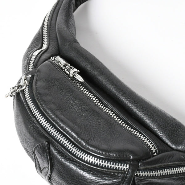 極美品 CHROME HEARTS クロムハーツ #1 SNAT PACK スナットパック ガンスリンガーベルトウエストバッグ ブラック シルバー金具 中古 4a007951