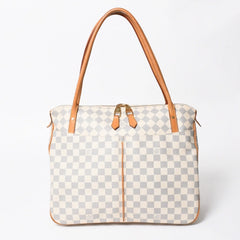 極美品 LOUIS VUITTON ルイヴィトン フィジェリGM トートバッグ ダミエアズール N41175 ホワイト ブラウン ゴールド金具 中古 4a007882