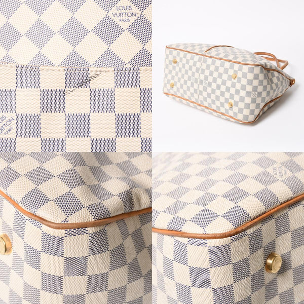 極美品 LOUIS VUITTON ルイヴィトン フィジェリGM トートバッグ ダミエアズール N41175 ホワイト ブラウン ゴールド金具 中古 4a007882