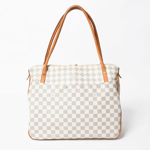 極美品 LOUIS VUITTON ルイヴィトン フィジェリGM トートバッグ ダミエアズール N41175 ホワイト ブラウン ゴールド金具 中古 4a007882