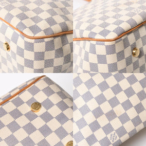 極美品 LOUIS VUITTON ルイヴィトン フィジェリGM トートバッグ ダミエアズール N41175 ホワイト ブラウン ゴールド金具 中古 4a007882