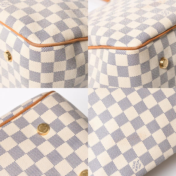 極美品 LOUIS VUITTON ルイヴィトン フィジェリGM トートバッグ ダミエアズール N41175 ホワイト ブラウン ゴールド金具 中古 4a007882