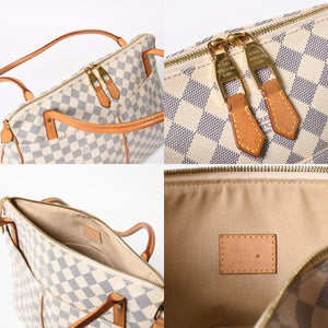 極美品 LOUIS VUITTON ルイヴィトン フィジェリGM トートバッグ ダミエアズール N41175 ホワイト ブラウン ゴールド金具 中古 4a007882