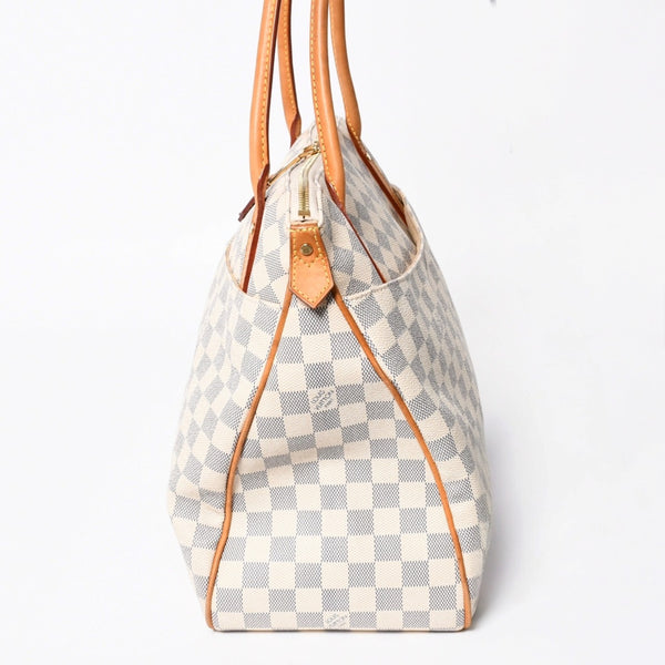 極美品 LOUIS VUITTON ルイヴィトン フィジェリGM トートバッグ ダミエアズール N41175 ホワイト ブラウン ゴールド金具 中古 4a007882