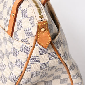 極美品 LOUIS VUITTON ルイヴィトン フィジェリGM トートバッグ ダミエアズール N41175 ホワイト ブラウン ゴールド金具 中古 4a007882