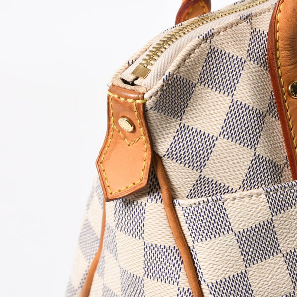 極美品 LOUIS VUITTON ルイヴィトン フィジェリGM トートバッグ ダミエアズール N41175 ホワイト ブラウン ゴールド金具 中古 4a007882