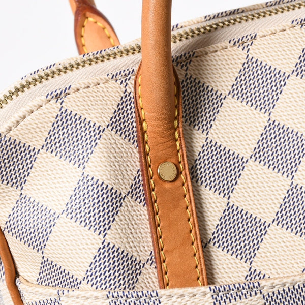 極美品 LOUIS VUITTON ルイヴィトン フィジェリGM トートバッグ ダミエアズール N41175 ホワイト ブラウン ゴールド金具 中古 4a007882
