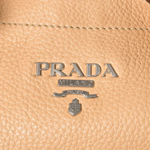PRADA プラダ ハンドバック ベージュ カーキ レザー カーフレザー シルバー金具 BR3353 美品 中古 4a007861
