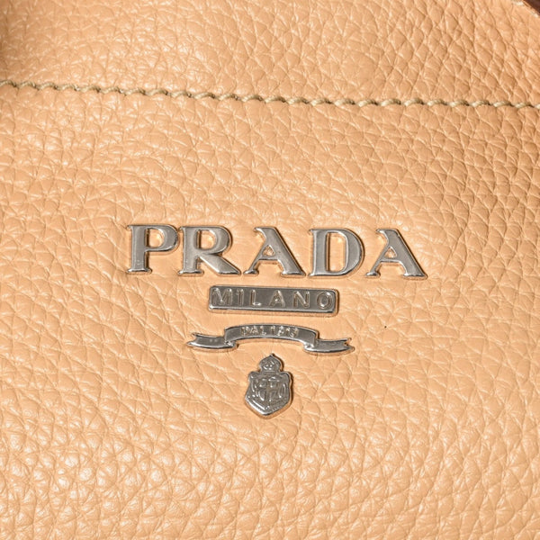 PRADA プラダ ハンドバック ベージュ カーキ レザー カーフレザー シルバー金具 BR3353 美品 中古 4a007861