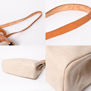 HERMES エルメス エールバッグMM ◻︎B刻印 トワルアッシュ ボックスカーフ ブラウン ベージュ シルバー金具 美品 中古 4a007884