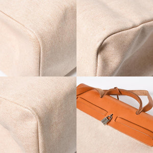 HERMES エルメス エールバッグMM ◻︎B刻印 トワルアッシュ ボックスカーフ ブラウン ベージュ シルバー金具 美品 中古 4a007884