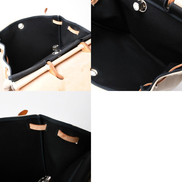 HERMES エルメス エールバッグMM ◻︎B刻印 トワルアッシュ ボックスカーフ ブラウン ベージュ シルバー金具 美品 中古 4a007884