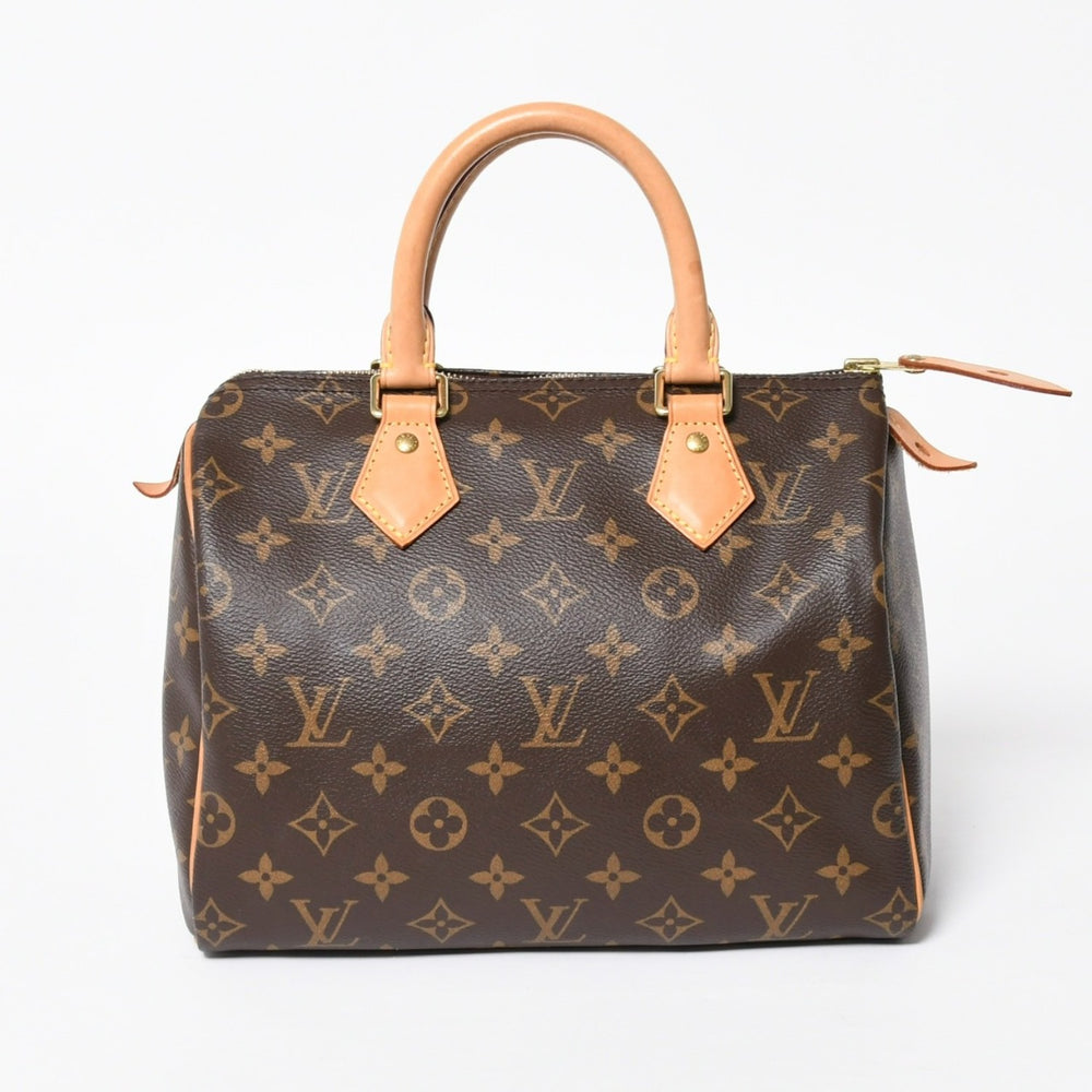 LOUIS VUITTON ルイヴィトン スピーディ25 ハンドバック M41528 モノグラム PVC ヌメ革 レザー ブラウン ゴールド金具 美品 中古 4a008268