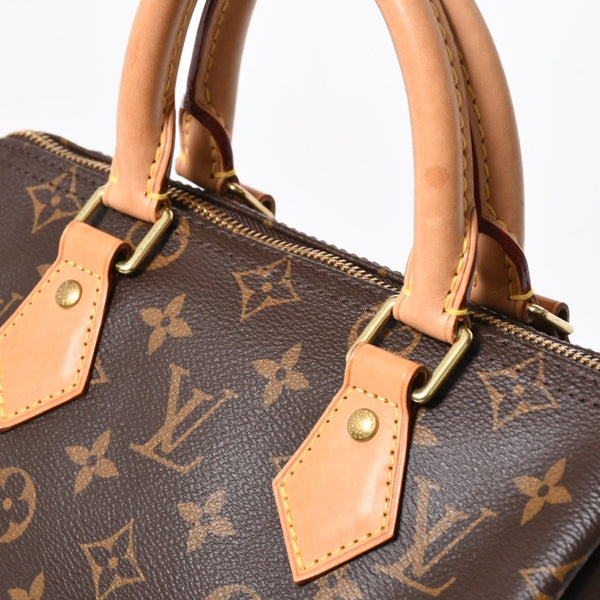 LOUIS VUITTON ルイヴィトン スピーディ25 ハンドバック M41528 モノグラム PVC ヌメ革 レザー ブラウン ゴールド金具 美品 中古 4a008268