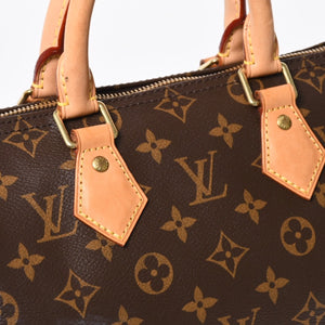 LOUIS VUITTON ルイヴィトン スピーディ25 ハンドバック M41528 モノグラム PVC ヌメ革 レザー ブラウン ゴールド金具 美品 中古 4a008268
